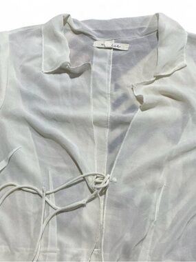 Et Clet Sheer White Tie-Front Blouse Festival Cover Up Women’s sz S summer